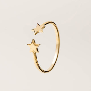Anello donna minimal con doppia stella in argento 925, design elegante e moderno