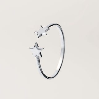 Anello donna minimal con doppia stella in argento 925, design elegante e moderno