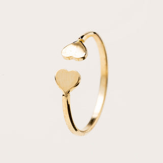Anello donna con doppio cuore in argento 925, design minimal ed elegante