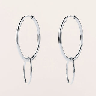Orecchini a cerchio in argento 925 con design a doppio anello