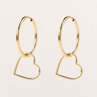 Orecchini a cerchio in argento 925 con elemento a cuore