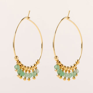 Orecchini a cerchio in argento 925 con avventurina verde