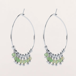Orecchini a cerchio in argento 925 con avventurina verde
