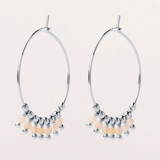Orecchini a cerchio in argento 925 con opale rosa