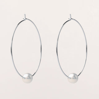 Orecchini a cerchio in argento 925 con perla naturale centrale