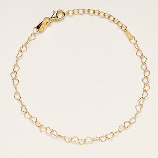 Bracciale in argento 925 con catena di cuori minimal design romantico