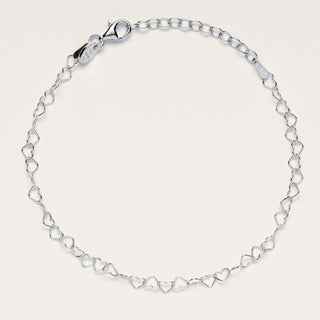 Bracciale in argento 925 con catena di cuori minimal design romantico