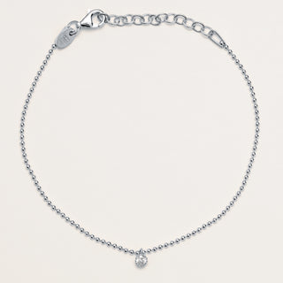 Bracciale in argento 925 con zircone centrale punto luce e catena a sfere