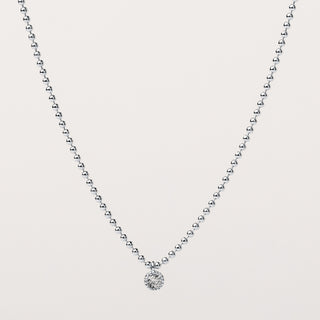 Collana in argento 925 con zircone centrale punto luce e catena a sfere