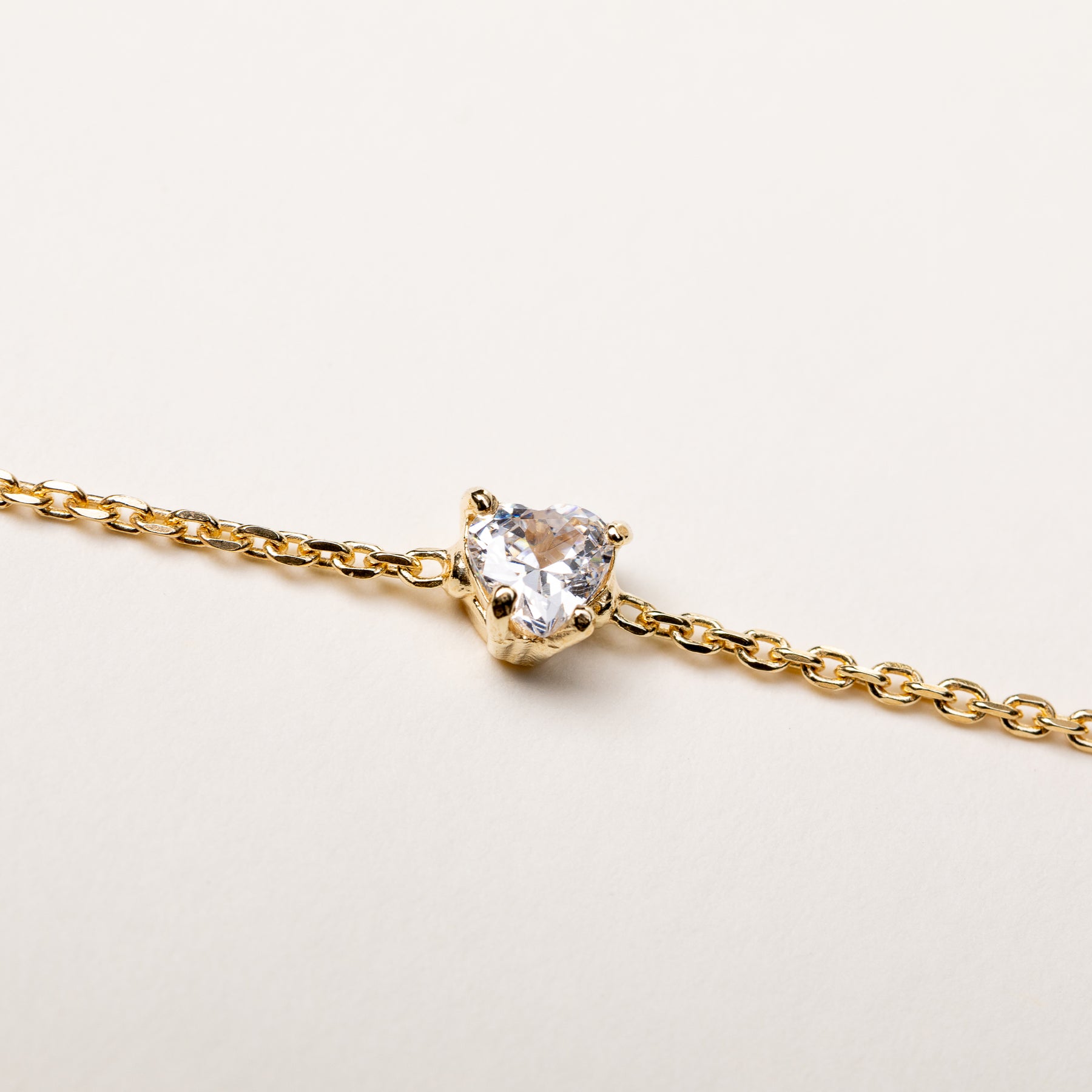 ASH'S CHOICE Bracciale Donna In Argento 925 Placcato Oro 14K - Ciondolo Cuore, Regolabile 17+5 Cm, Ipoallergenico
