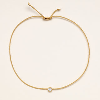 Bracciale regolabile con filo in argento 925 con zircone tondo centrale