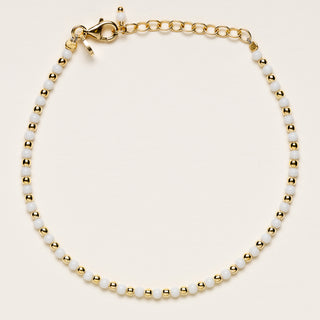 Bracciale in argento 925 con sfere di Agata bianca alternato a micro sfere lucide