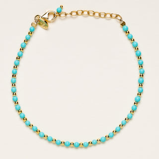 Bracciale in argento 925 con sfere di turchese sintetico alternato a micro sfere lucide