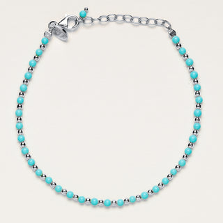 Bracciale in argento 925 con sfere di turchese sintetico alternato a micro sfere lucide