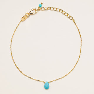 Bracciale in argento 925 placcato oro con pendente a forma di goccia in turchese sintetico