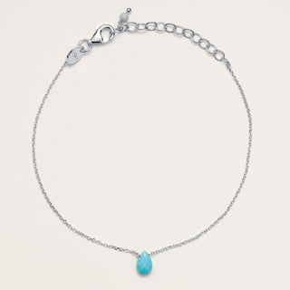 Bracciale in argento 925 placcato oro con pendente a forma di goccia in turchese sintetico