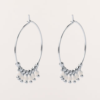 Orecchini a cerchio 2 cm in argento 925 placcato oro con pendenti decorativi in Agata Bianca
