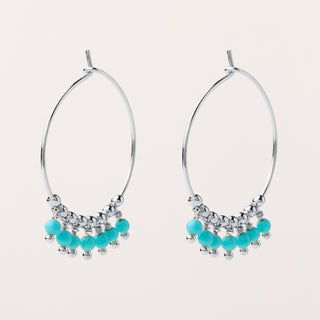 Orecchini a cerchio 2 cm in argento 925 placcato oro con pendenti decorativi in turchese sintetico