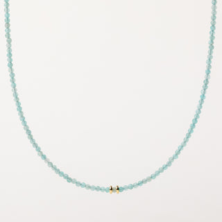 Collana in argento 925 placcato oro con pietre naturali di amazzonite sfaccettate