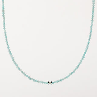 Collana in argento 925 placcato oro con pietre naturali di amazzonite sfaccettate