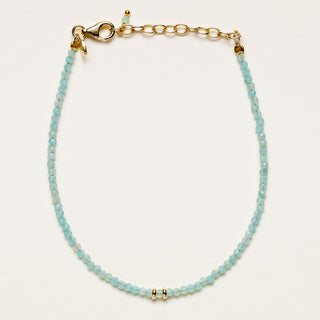 Bracciale in argento 925 placcato oro con pietre naturali di Amazzonite sfaccettate