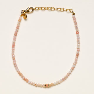 Bracciale in argento 925 placcato oro con pietre naturali di Opale rosa sfaccettate