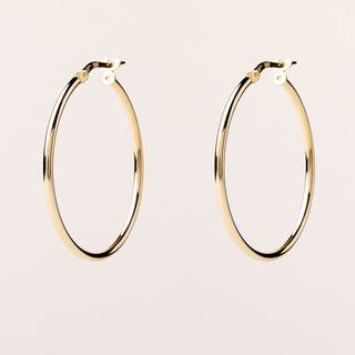 Orecchini a cerchio 3 cm in argento 925 placcato oro minimal e lucidi