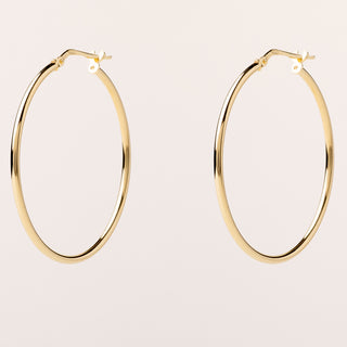 Orecchini a cerchio 3,5 cm in argento 925 placcato oro minimal e lucidi