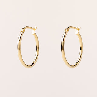Orecchini a cerchio 2 cm in argento 925 placcato oro minimal e lucidi
