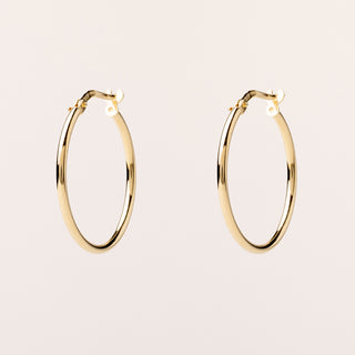 Orecchini a cerchio 2,5 cm in argento 925 placcato oro minimal e lucidi