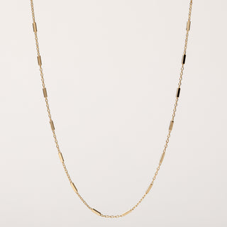 Collana choker 43+6 cm in argento 925 placcato oro con barrette rettangolari lungo la catena