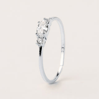 Anello solitario in argento 925 placcato oro con zircone bianco centrale luminoso
