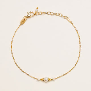 Bracciale 15,5+3 cm in argento 925 placcato oro con perla centrale elegante e minimal