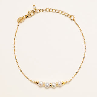 Bracciale 15,5+3 cm in argento 925 placcato oro con perle centrali eleganti e luminose