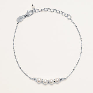 Bracciale 15,5+3 cm in argento 925 placcato oro con perle centrali eleganti e luminose