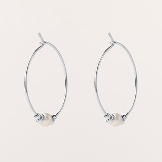 Orecchini a cerchio diametro 2 cm in argento 925 placcato oro con perla centrale elegante