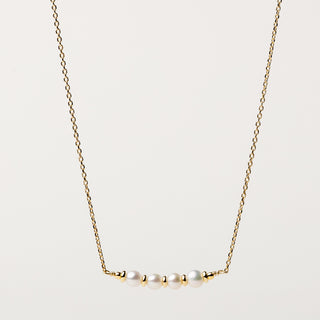 Collana 40+4 cm in argento 925 placcato oro con perle centrali eleganti e luminose