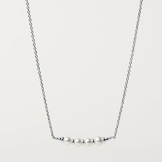 Collana 40+4 cm in argento 925 placcato oro con perle centrali eleganti e luminose