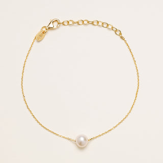 Bracciale 15,5 cm in argento 925 placcato oro con perla centrale elegante e minimal