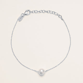 Bracciale 15,5 cm in argento 925 placcato oro con perla centrale elegante e minimal