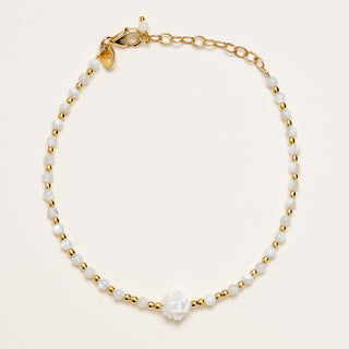 Bracciale argento placcato oro con fiore madreperla