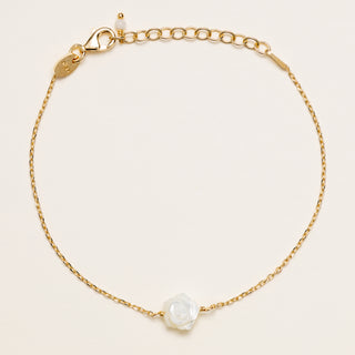 Bracciale argento placcato oro con fiore in madreperla