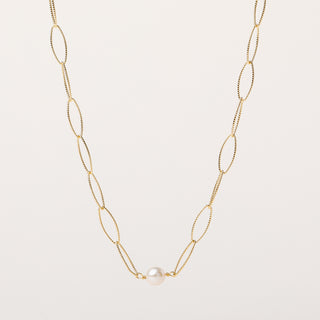 Collana argento placcato oro con perla naturale