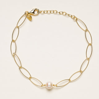 Bracciale argento placcato oro con perla naturale