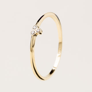 Anello argento placcato oro con zirconi luminosi elegante