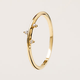 Anello argento placcato oro zirconi delicato elegante