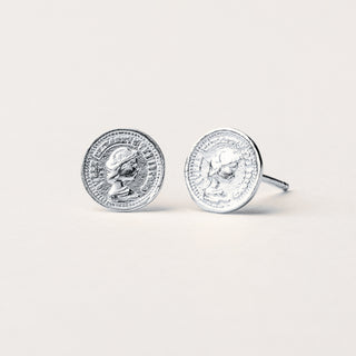 orecchini donna Argento moneta piccoli vintage | gioiello elegante minimal in Argento