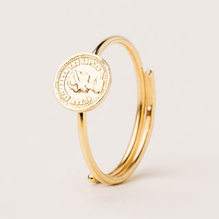 anello donna oro moneta regolabile | gioiello elegante minimal in oro