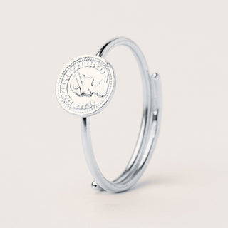anello donna Argento moneta regolabile | gioiello elegante minimal in Argento