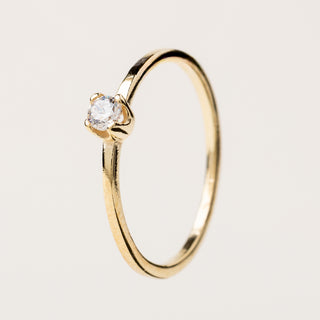 Anello solitario con zircone centrale in argento 925 placcato oro